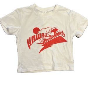 White and red surfer design/Crop Top, Emmiol/Medium